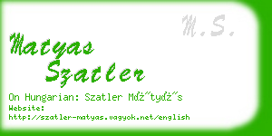 matyas szatler business card